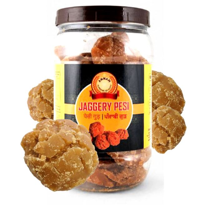 Asiatische Lebensmittel Online-Shop, Jaggery Pesi in Glas, asiatischer Süßstoff.