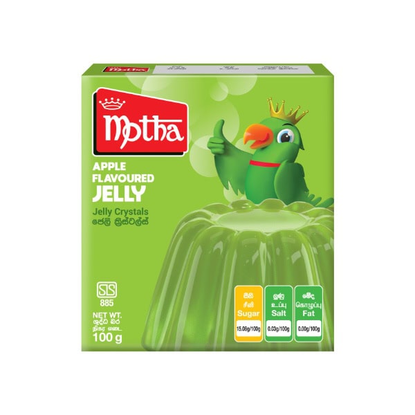 Asiatischer Lebensmittelladen, MPTA Apple Flavoured Jelly 100g, grüne Verpackung mit Fruchtgummi.