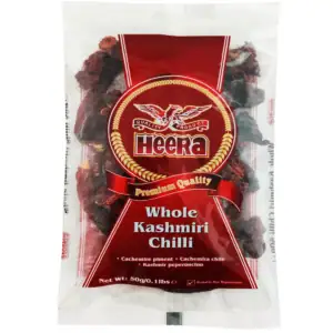 Asiatische Lebensmittel Online-Shop, Whole Kashmiri Chilli, 50g, scharfes Gewürz.