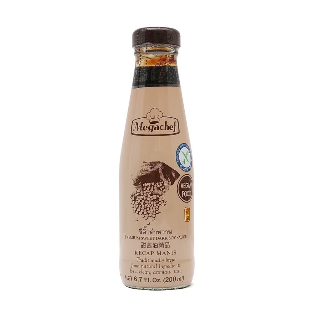 Asiatischer Lebensmittelladen, Ketjap Manis Flasche, vegane Soße, 200ml.