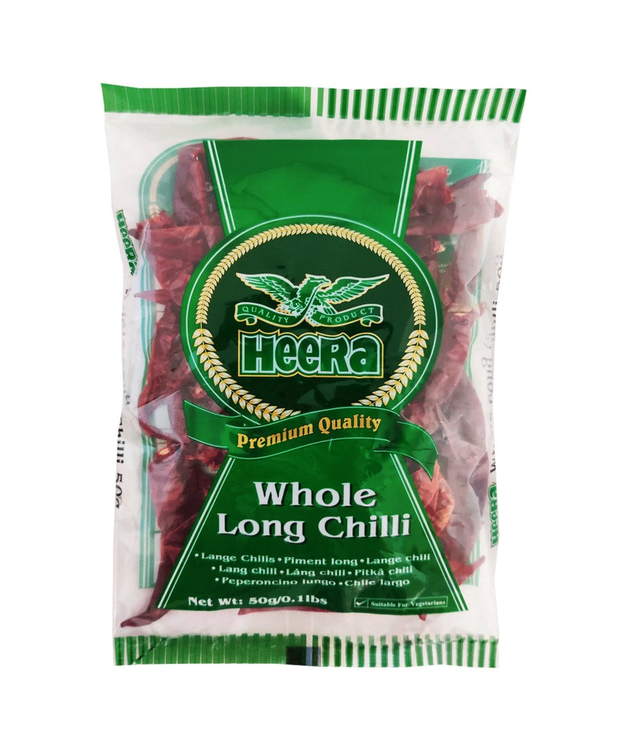 Heera Ganze lange Chilis, asiatische Lebensmittel, scharfe Gewürze, 200g, asiatischer Online-Shop.