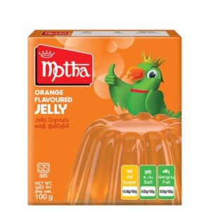 Bunte Verpackung von Motha Orange Flavoured Jelly im asiatischen Lebensmittel Online-Shop.