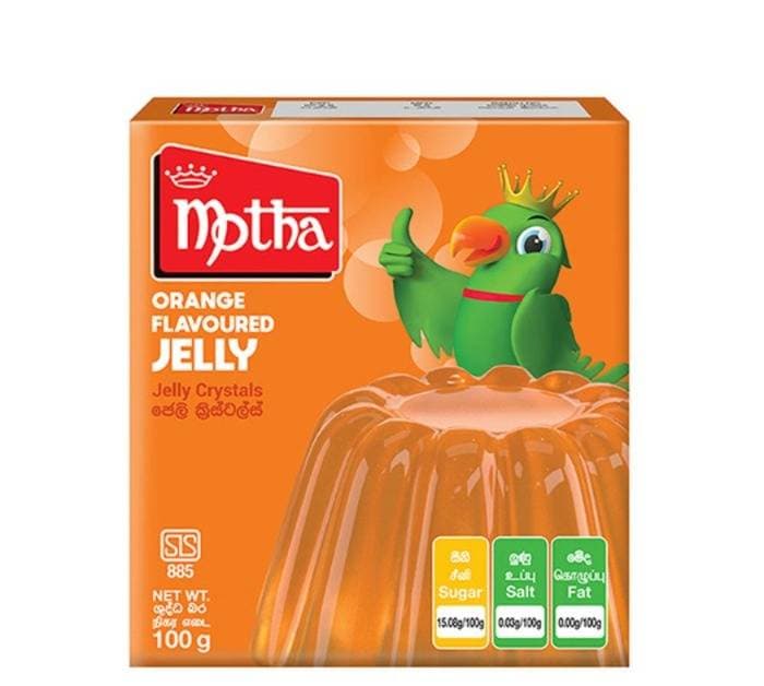 Bunte Verpackung von Motha Orange Flavoured Jelly im asiatischen Lebensmittel Online-Shop.