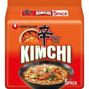 Asiatischer Kimchi Ramyun 5er Pack, koreanische Instant-Nudeln, scharf.