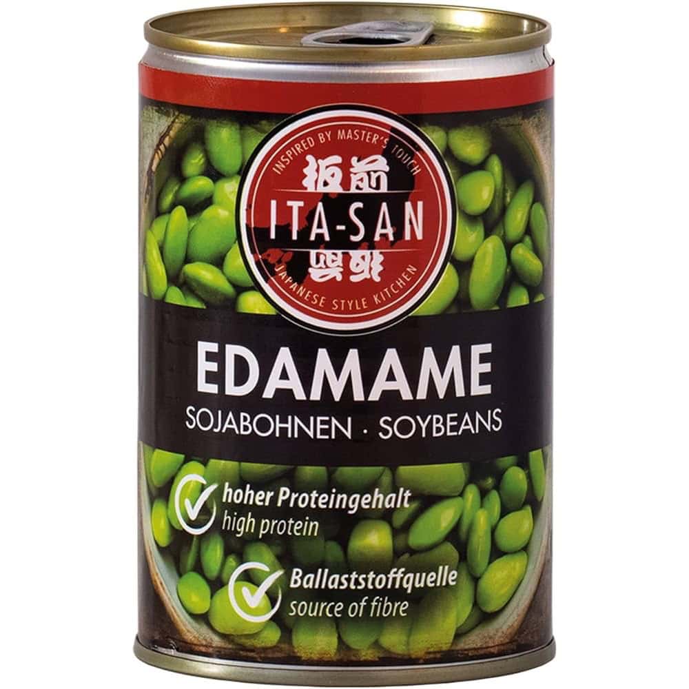 Asiatischer Lebensmittel Online-Shop, Edamame Bohnen in Dose.