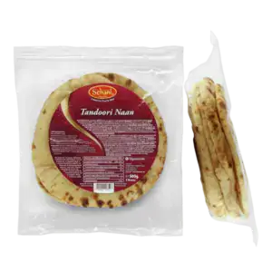 Asiatischer Tandoori Naan in Verpackung, asiatische Lebensmittel Online-Shop.