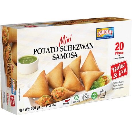 Mini Potato Schezwan Samosa, asiatischer Snack, 20 Stück, vegetarisch.