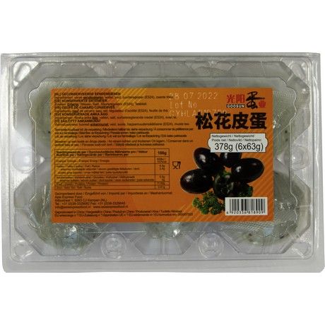 Asiatischer Lebensmittelladen - Dunkle Enteneier im 6er Pack.