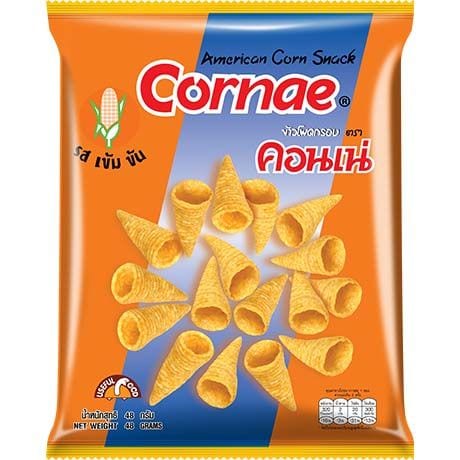 Asiatischer Lebensmittel Online-Shop, Cornae American Corn Snacks 48g, knusprige Mais-Snacks in Tüte.
