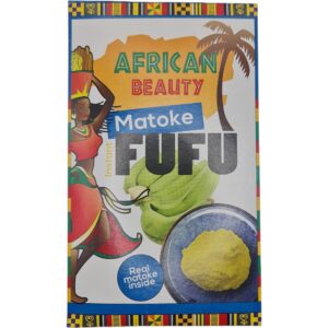 Asiatischer Lebensmittelladen - Matoke Fufu, afrikanisches Fufu in Verpackung mit Dschungel-Design.