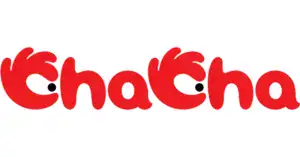 Asiatische Lebensmittel Online-Shop, Chacha Logo mit roten Schriftzug und Tiermotiven.