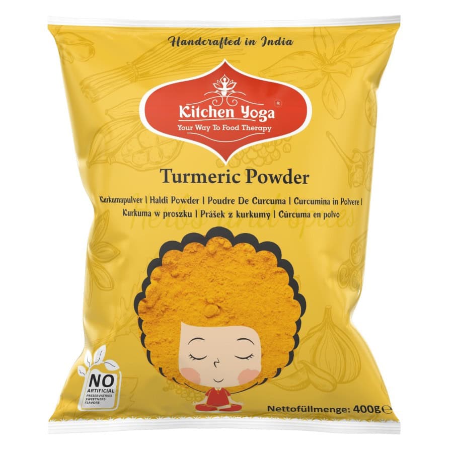 Asiatischer Kurkuma Pulver in Verpackung, asiatische Lebensmittel Online-Shop.
