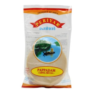 Asiatische Lebensmittel Online-Shop, PERIYAR Pappadam 150g, indisches Lentil-Produkt.