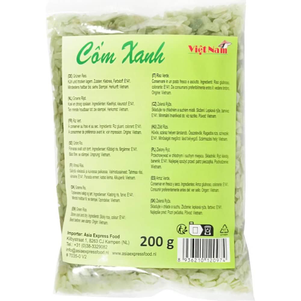 Asiatische Lebensmittel Online-Shop, grüner Reisflocken, 200g.