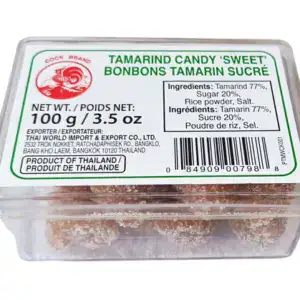 Asiatische Lebensmittel Online-Shop, Tamarind Bonbons in transparentem Behälter.