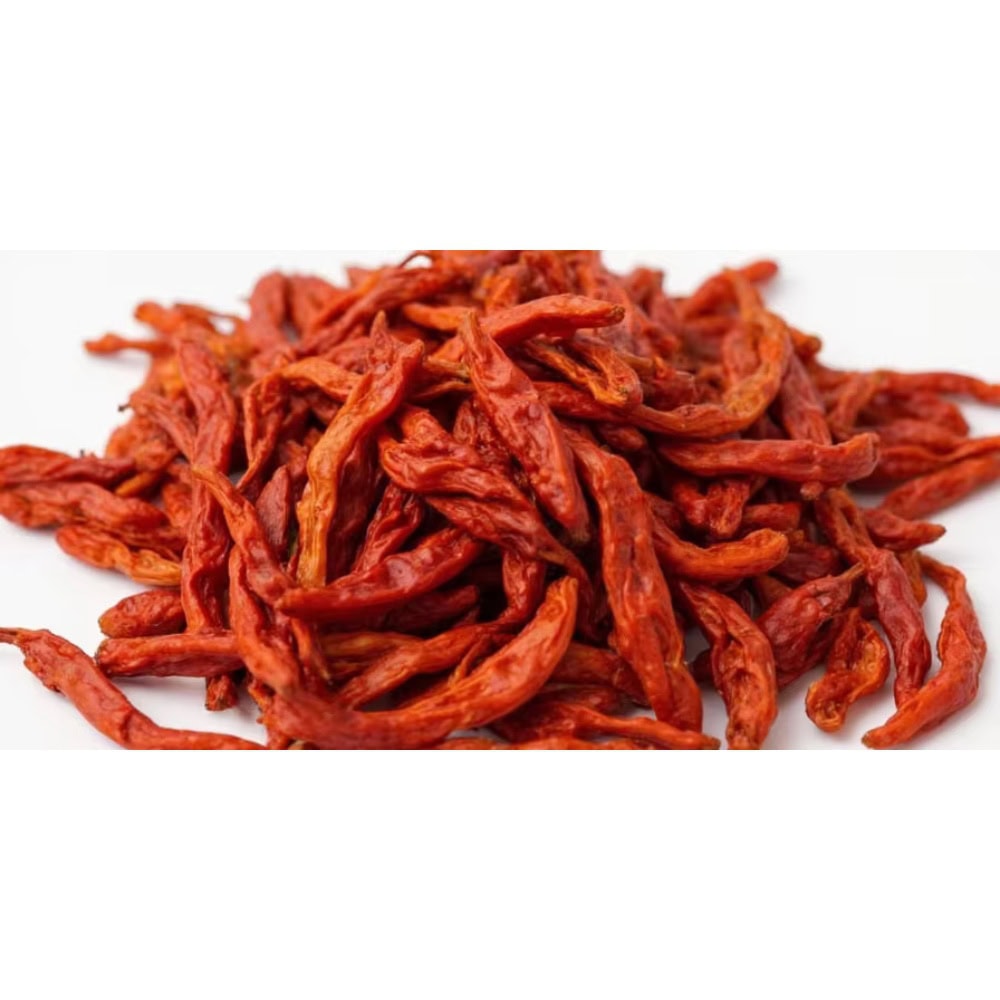 Getrocknete Rote Thai Chilli, asiatische Lebensmittel, scharf, 100g.