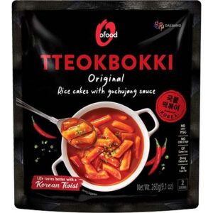 Asiatischer Tteokbokki, koreanisches Gericht, scharf, 260g, asiatische Lebensmittel.