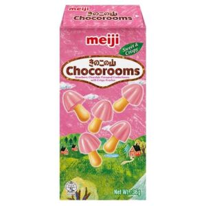 Asiatische Lebensmittel Online-Shop, Chocorooms Erdbeere, 36g, süß und knusprig.