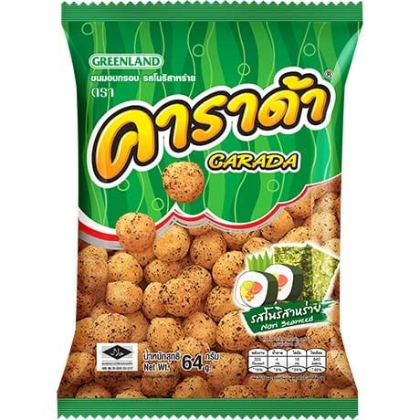 Reisbällchen mit Nori-Seetang-Geschmack, asiatischer Snack, 64g.