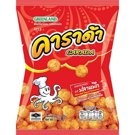 Asiatische Lebensmittel Online-Shop, CARADA Reisbällchen mit Tintenfisch-Geschmack, 62g.