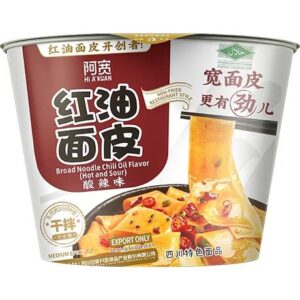 Asiatische Lebensmittel Online-Shop, Baijia Broad Noodles, scharf & sauer, 115g.