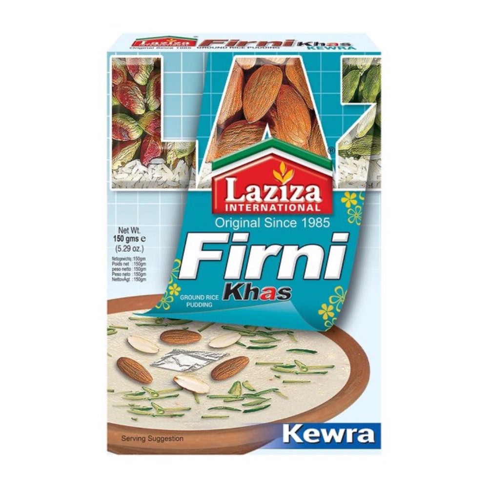 Asiatischer Lebensmittelladen - Firni Khas Kewra, 150g, mit Mandeln und Kewra.