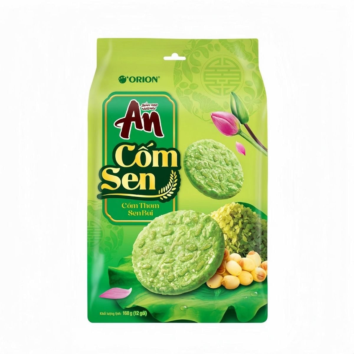 Asiatischer Lebensmittel Online-Shop, Lotus Reiskekse, 168g, grün, Verpackung.