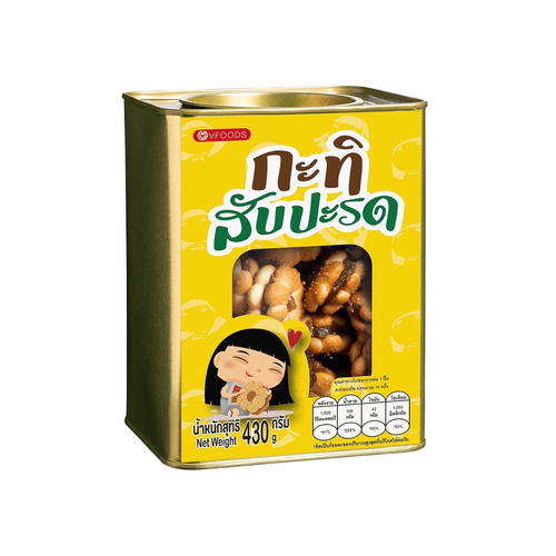 Asiatische Lebensmittel Online-Shop, Kokos-Kekse in Dose mit Ananasmarmelade.