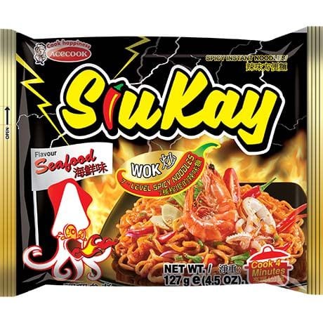 Asiatischer Lebensmittelladen, scharfe Meeresfrüchte-Nudeln, 127g.