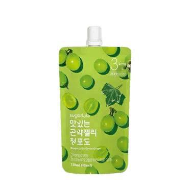 Asiatischer Lebensmittel Online-Shop, grüner Traubensirup in Beutel.