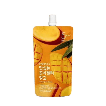 Mango Konjac Jelly im Nachfüllbeutel, asiatischer Lebensmittelladen.