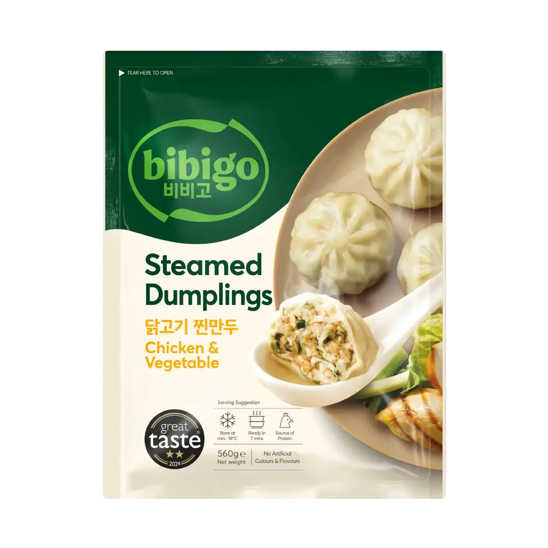 Asiatische Lebensmittel Online-Shop - BIBIGO gedämpfte Dumplings mit Hühnchen & Gemüse.