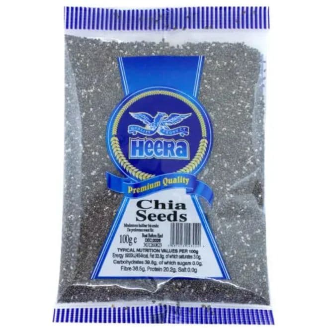 Asiatische Lebensmittel Online-Shop, Chia-Samen 100g, HEERA Marke.