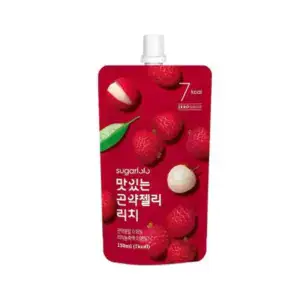Fruchtige Lychee Konjac Jelly in praktischer Packung, kalorienarm.