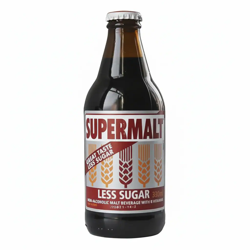 SUPERMALT Less Sugar 330ml Flasche, asiatisches Getränk, zuckerreduziert, Vitamine.