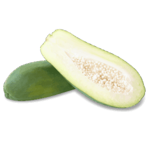 Frische grüne Papaya im asiatischen Lebensmittel Online-Shop.