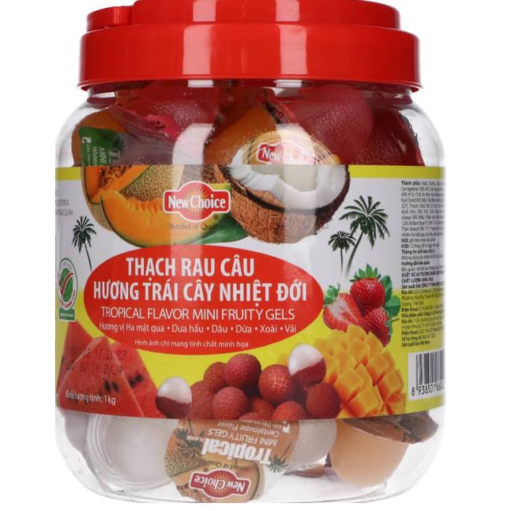 Bunte Fruchtgels im Glas, asiatische Lebensmittel Online-Shop.