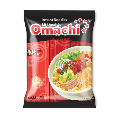 Asiatischer Instant-Nudelbeutel mit Rindfleischgeschmack, 79g, für asiatische Gerichte.