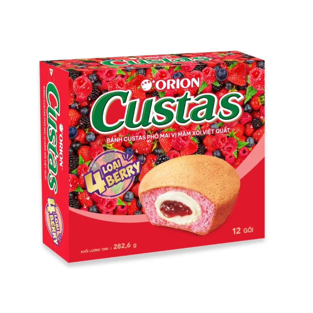Asiatische Lebensmittel Online-Shop, Custas 4Berry mit Beerenfüllung.