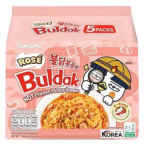 Asiatische Instant-Nudeln mit Hähnchen-Geschmack, 5er Pack, Korea.