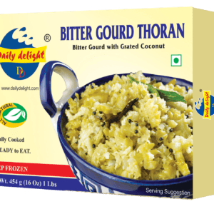 Asiatischer Bitter Gourd Thoran im Online-Shop, 454g Packung, fertig gekocht.