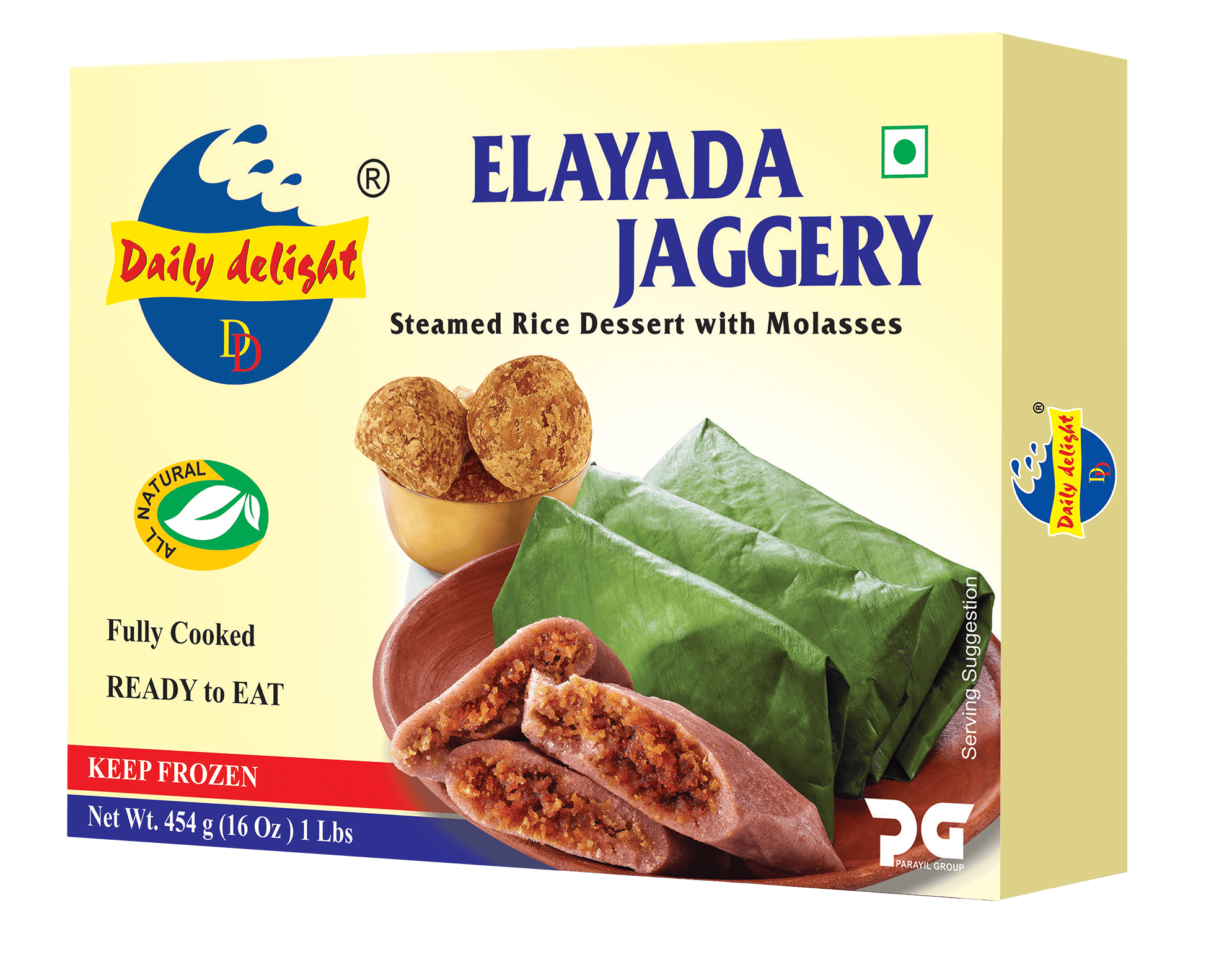 Elayada Jaggery, asiatischer Reisdessert mit Molasses, gefroren, 454g.