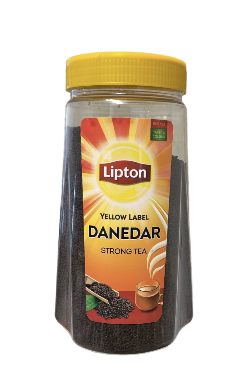 Asiatische Lebensmittel Online-Shop, Lipton Danedar starker Tee in gelber Verpackung.