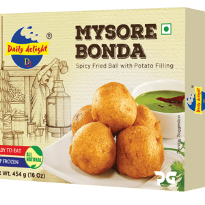 Asiatischer Lebensmittelladen, Mysore Bonda, frittiertes Gericht mit Kartoffelfüllung.