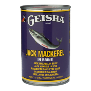 Dosen mit Jack Mackerel in Brine, asiatische Lebensmittel.