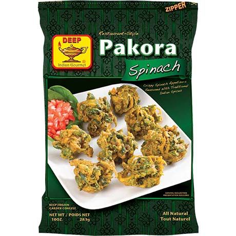 Asiatischer Lebensmittelladen - Pakora mit Spinat, 283g, tiefgefroren.
