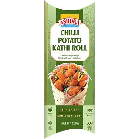 Asiatischer Chilli Potato Kathli Roll, 200g, scharf, handgerollt.