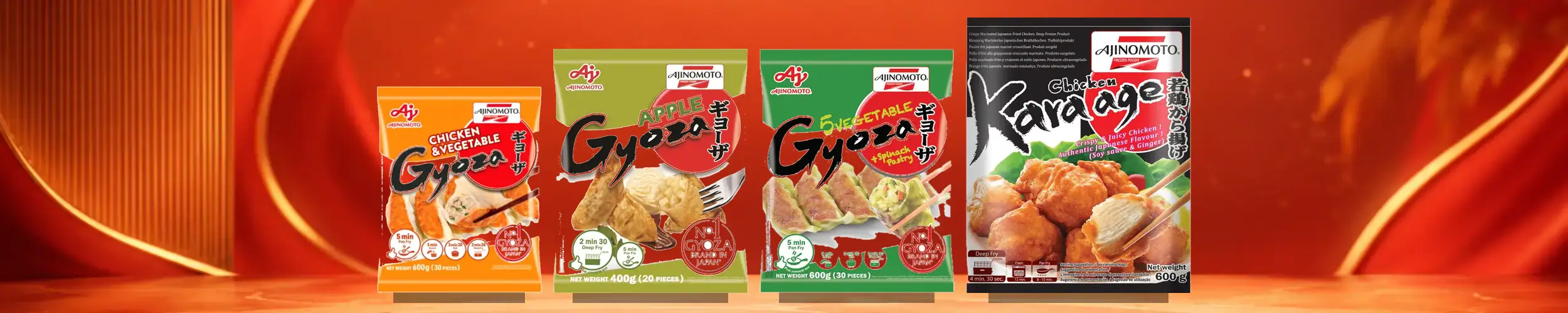 Vielfalt an asiatischen Fertiggerichten im Online-Shop.