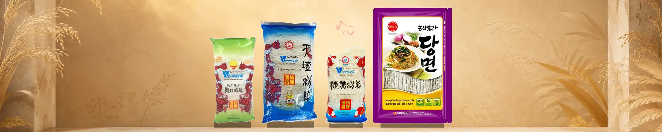 Vielfalt an asiatischen Lebensmitteln im Online-Shop.