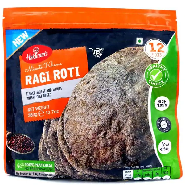 Asiatischer Ragi Roti, 12 Stück, glutenfrei, proteinreich, gesunde asiatische Spezialität.